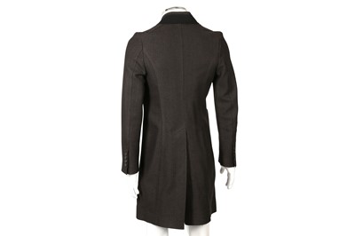 Lot 117 - Dolce & Gabbana Dark Brown Herringbone Long Coat - Size 44