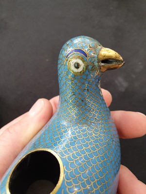 Lot 78 - A CHINESE CLOISONNÉ ENAMEL 'QUAIL' INCENSE BURNER' AND COVER.