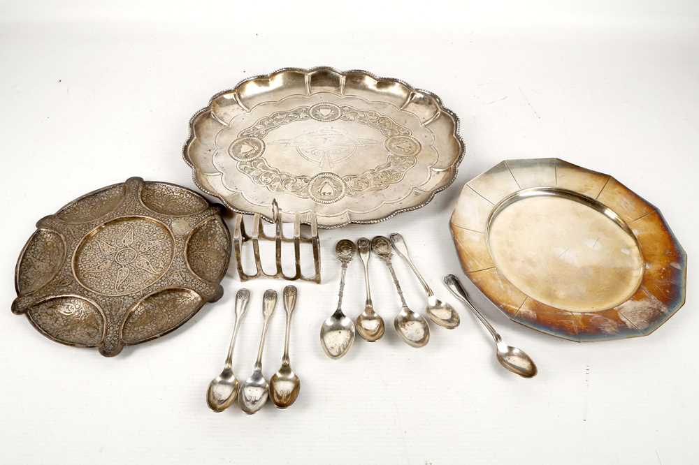 Lot 205 - Two Indian white metal serving dishes, one...