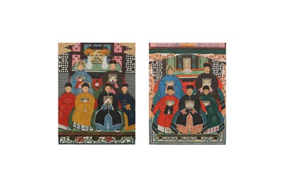 Lot 460 - A PAIR OF CHINESE ANCESTOR PAINTINGS, 20TH CENTURY