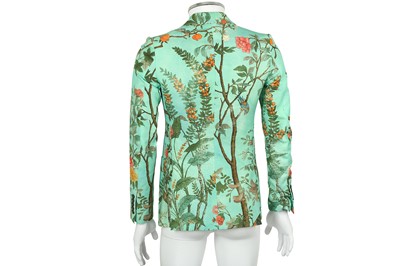 Lot 59 - Gucci Teal Cotton Floral Print Blazer - Size 44