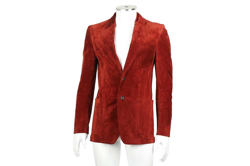 Lot 2 - Gucci Red Suede Single Breasted Blazer - Size 44