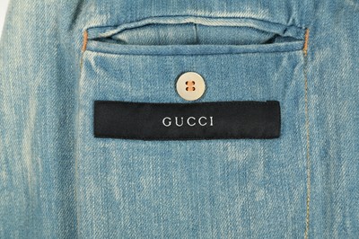 Lot 60 - Gucci Blue Distressed Denim Blazer - Size 44
