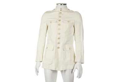 Lot 256 - Gucci White Cotton Military Jacket - Size 44
