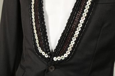 Lot 201 - Alexander McQueen Black Beaded Blazer - Size 46