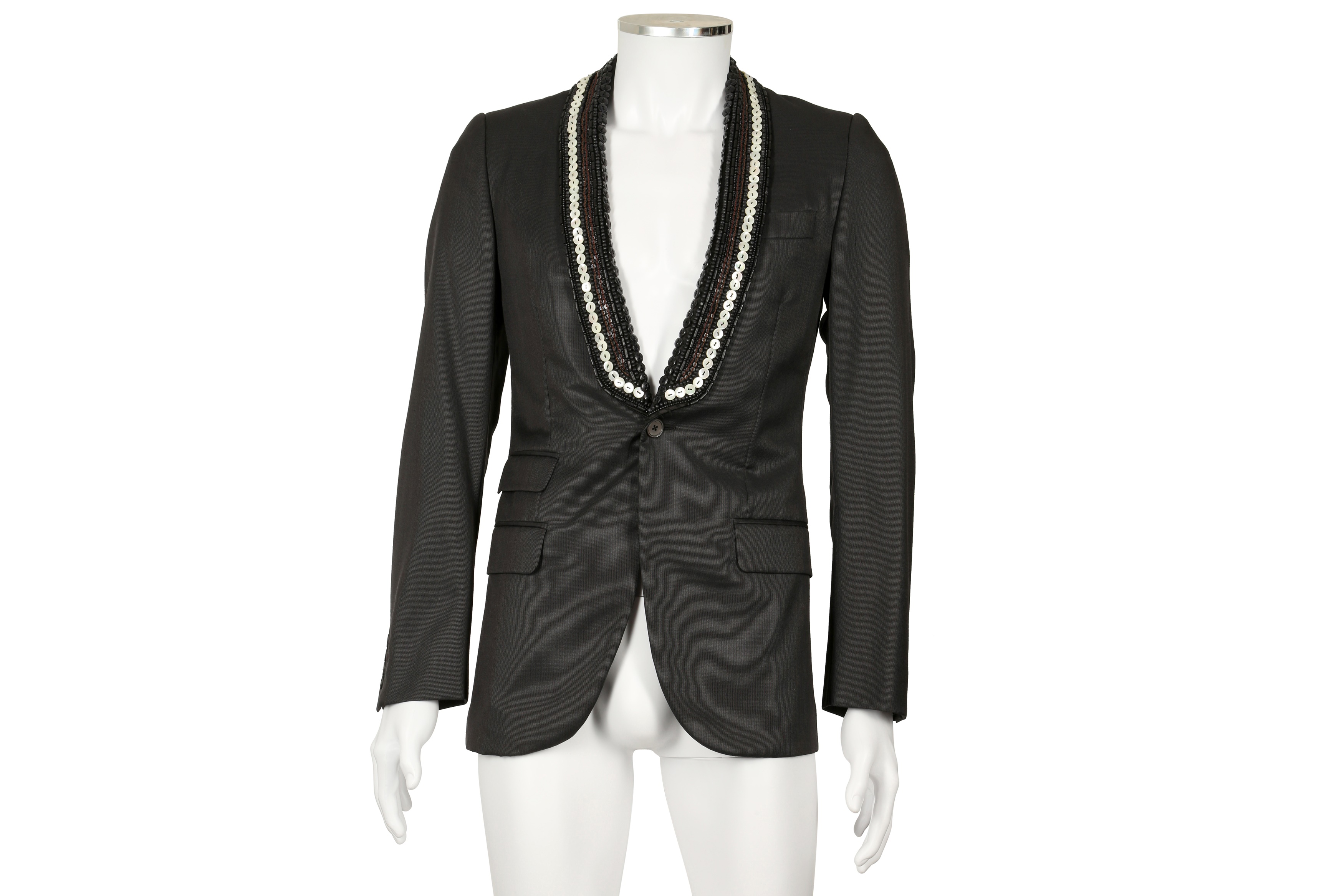 Lot 201 - Alexander McQueen Black Beaded Blazer - Size