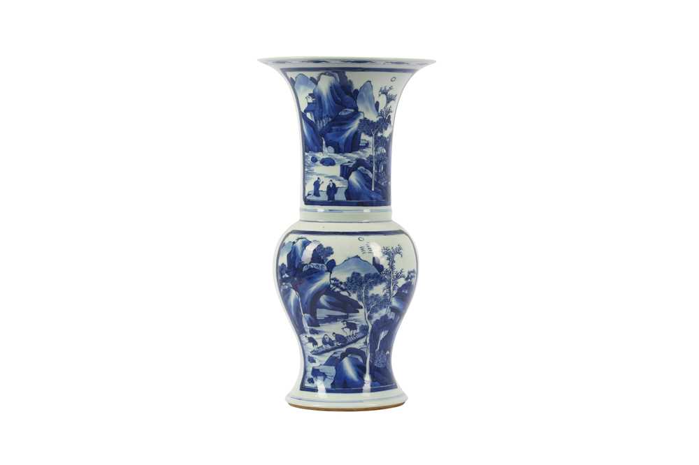 Lot 178 - A CHINESE BLUE AND WHITE YEN YEN VASE.