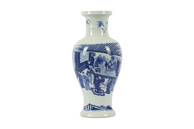 Lot 551 - A CHINESE BLUE AND WHITE FIGURATIVE VASE.