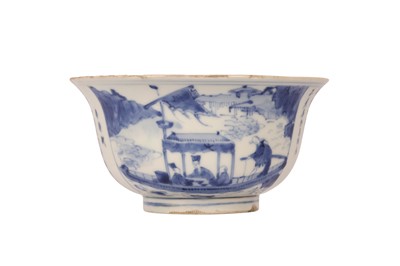 Lot 741 - A CHINESE BLUE AND WHITE 'RED CLIFF' BOWL.