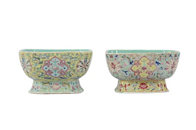 Lot 22 - TWO CHINESE FAMILLE ROSE 'LOTUS' BOWLS.