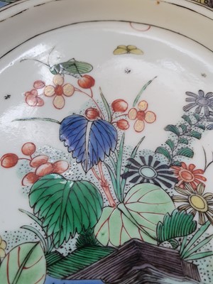 Lot 170 - A PAIR OF CHINESE FAMILLE VERTE 'GRASSHOPPER' DISHES.