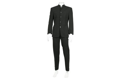 Lot 233 - Thierry Mugler Black Wool Mandarin Collar Suit - Size 46