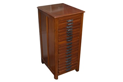Lot 217 - AN ANGLO INDIAN TEAK PRINTERS OR COLLECTORS CABINET, CONTEMPORARY