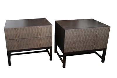 Lot 1061 - A PAIR OF REBECCA SCOTT WHITE ASH BEDSIDE CABINETS, CONTEMPORARY