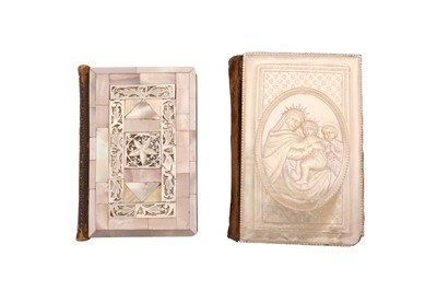 Lot 148 - SIX 19TH CENTURY JERUSALEM MOTHER OF PEARL DECORATED CRUCIFIXES TOGETHER WITH TWO BOOKS