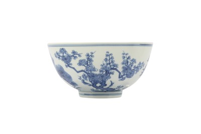 Lot 276 - A CHINESE BLUE AND WHITE 'THREE FRIENDS OF WINTER' BOWL.