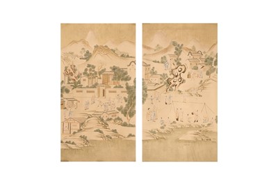 Lot 210 - TWO CHINESE WALLPAPER PANELS.