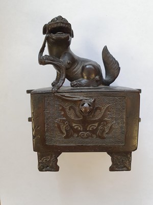 Lot 18 - AN UNUSUAL CHINESE BRONZE INCENSE BURNER.