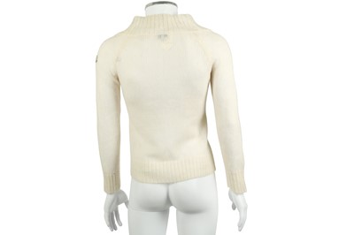 Lot 192 - Moncler Cream Deep V Neck Knit Jumper - Size S