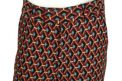 Lot 14 - Gucci Burgundy Silk Geometric Print Trouser - Size 44