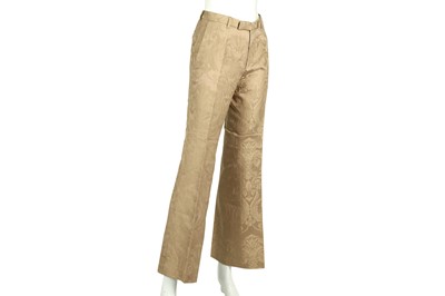 Lot 148 - Gucci Beige Damask Woven Bootcut Trousers - Size 46