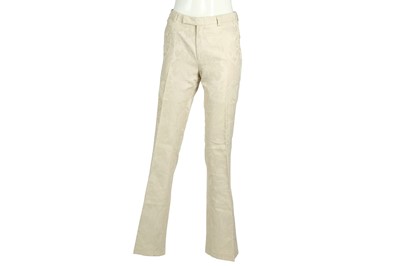 Lot 147 - Gucci Cream Damask Silk Bootcut Trousers - Size 44