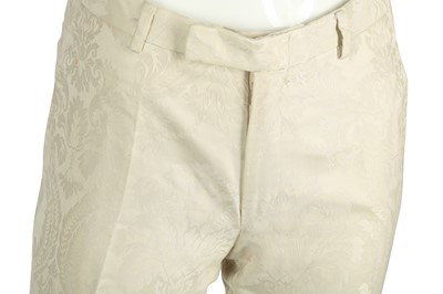 Lot 147 - Gucci Cream Damask Silk Bootcut Trousers - Size 44
