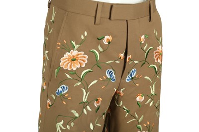 Lot 115 - Gucci Brown Floral Twill Flare Trouser - Size 44