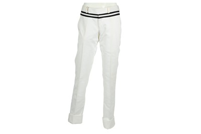 Lot 260 - Gucci White Striped Twill Trousers - Size 44