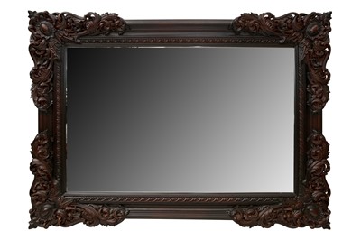 Lot 1051 - A LARGE CONTEMPORARY EXOTIC HARD WOOD MIRROR