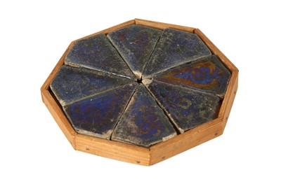 Lot 313 - EIGHT COBALT BLUE AND COPPER LUSTRE-PAINTED POTTERY TILES