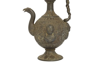 Lot 462 - A COPPER ALLOY REPOUSSÉ EWER WITH FIGURAL DECORATION