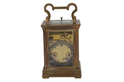 Lot 74 - A FRENCH BRASS CARRIAGE CLOCK, LATE 19TH/EARLY 20TH CENTURY