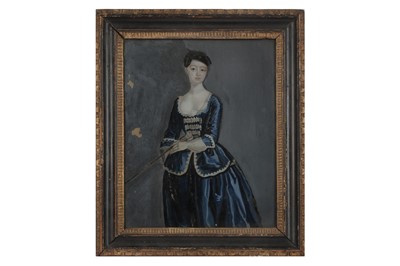 Lot 108 - A GEORGE III REVERSE GLASS PAINTED PICTURE OF A LADY