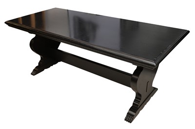Lot 1067 - A CONTEMPORARY RALPH LAUREN EBONISED ASH REFECTORY DINING TABLE