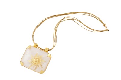 Lot 142 - Pippa Small | A gold and rock crystal sun pendant necklace, 2014