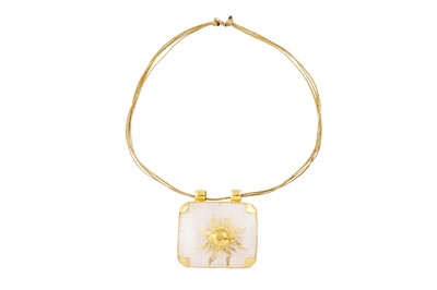 Lot 142 - Pippa Small | A gold and rock crystal sun pendant necklace, 2014