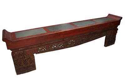 Lot 473 - A CHINESE CONVERTED RED LACQUERED ALTAR TABLE
