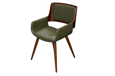 Lot 1070 - A CONTEMPORARY GEORGE OLIVER DESK CHAIR OF 1960S DANISH STYLE, 21ST CENTURY