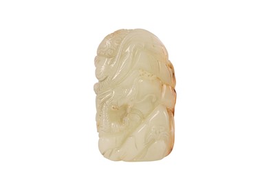 Lot 389 - A SMALL CHINESE PALE CELADON JADE BOULDER.