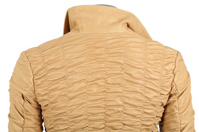 Lot 165 - Gucci Beige Ruched Cropped Leather Jacket - Size 44