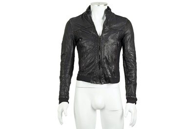 Lot 77 - Dolce & Gabbana Navy Leather Jacket - Size 44