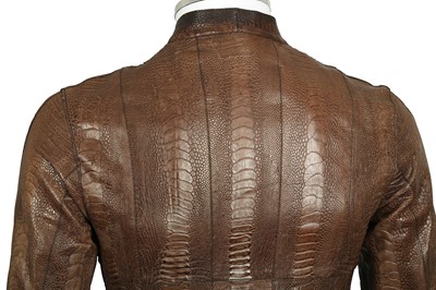 Lot 110 - Gucci Brown Ostrich Leather Jacket - Size 46