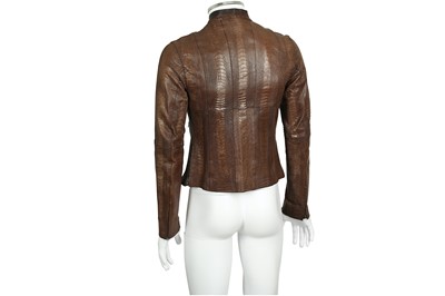 Lot 110 - Gucci Brown Ostrich Leather Jacket - Size 46