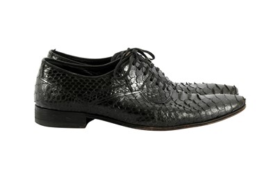 Lot 49 - Dior Metallic Grey Python Lace Up Dress Shoe - Size 40.5