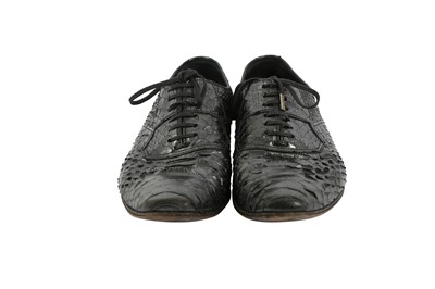 Lot 49 - Dior Metallic Grey Python Lace Up Dress Shoe - Size 40.5