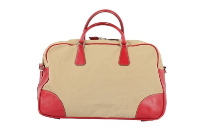 Lot 5 - Prada Red Canapa Canvas Travel Bag