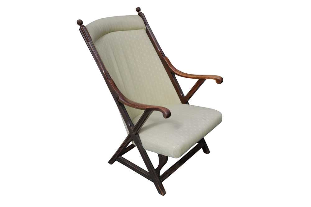 Lot 234 - A VICTORIAN AESTHETIC MOVEMENT MAHOGANY BARREL BACK OPEN ARMCHAIR