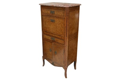 Lot 242 - A FRENCH BURR WOOD AND INLAID SECTRETAIRE A ABBATANT, LATE 19TH CENTURY
