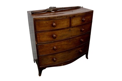 Lot 244 - A MAHOGANY BOWFRONT CHEST, 19TH CENTURY